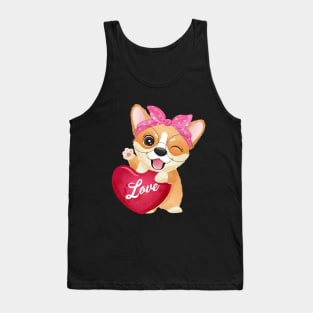 corgi love valentine tshirt Tank Top